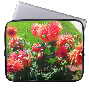 Orange Red Dhalia Flower Laptop Sleeve