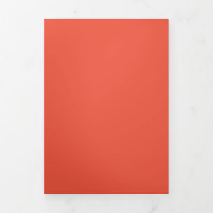 Orange Red #EC553E, Pale Copper Tri-Fold Holiday Card