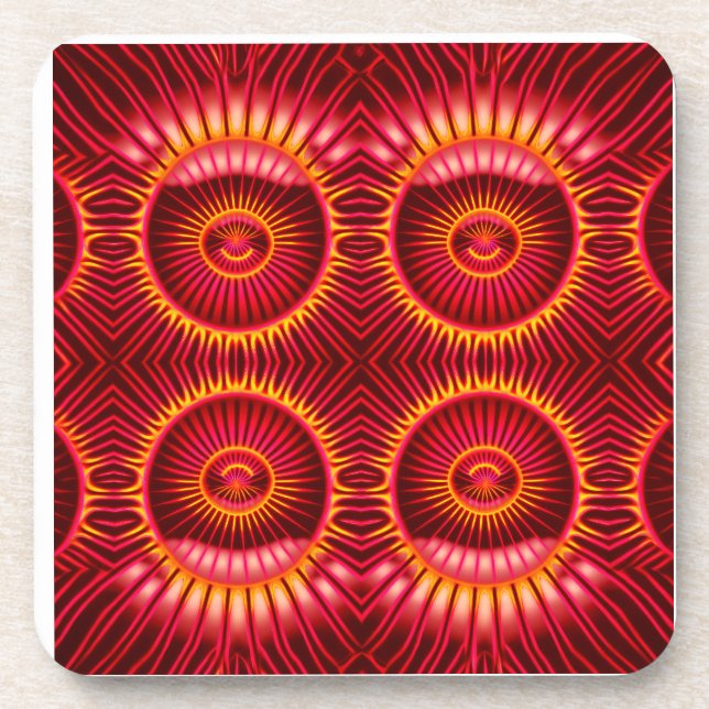 Orange & Red Energy Spheres Pattern Coaster (Front)