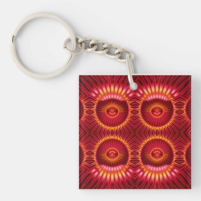 Orange & Red Energy Spheres Pattern Keychain (Front)