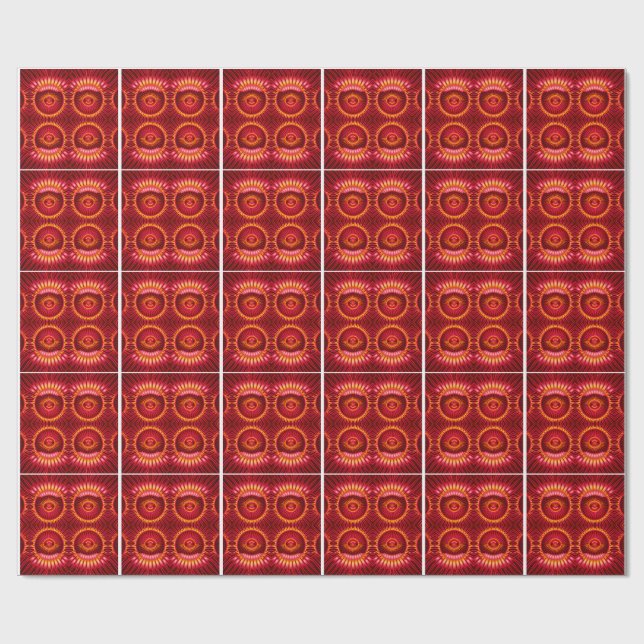 Orange & Red Energy Spheres Pattern Wrapping Paper (Flat)