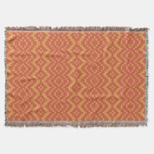 Orange Red Ethnic Tribal Egyptian Basket Weave Throw Blanket
