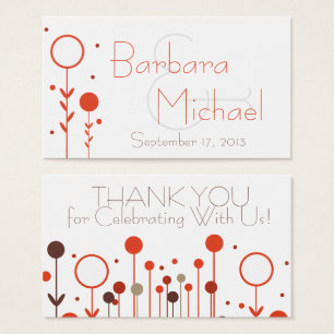 Orange Red Floral Dot Wedding Favour Tag
