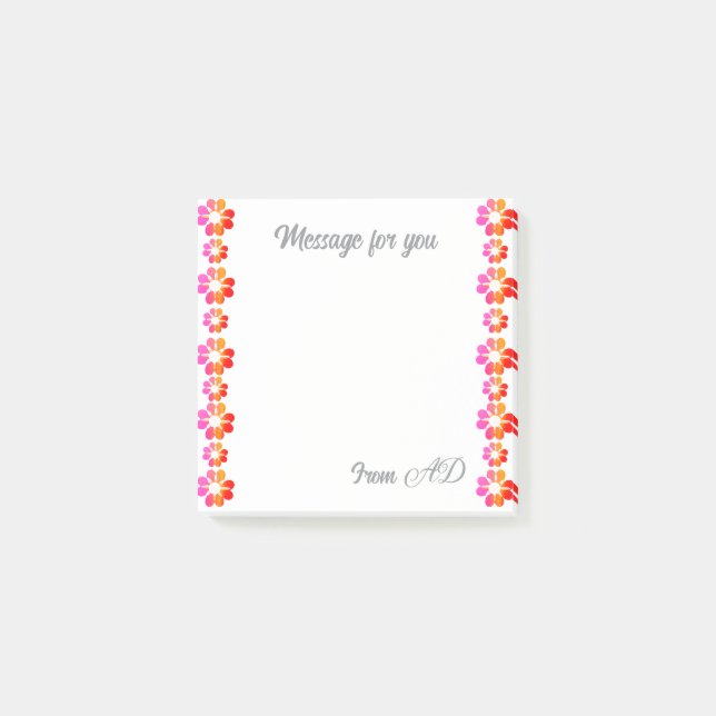 Orange Red Flower Post-it Notes (Front)