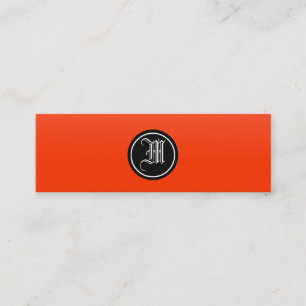 Orange Red Gothic Monogram Mini Business Card