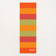 Orange Red Green Striped Personalized Yoga Mat