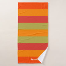Orange Red Green Striped Personalized Yoga Mat