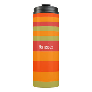 Orange Red Green Striped Personalized Yoga Mat Thermal Tumbler
