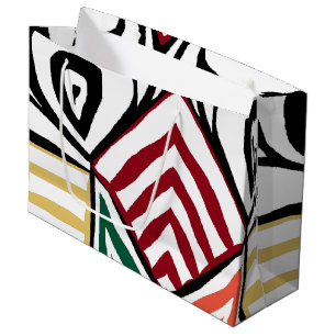 orange red green Tribal Mud Cloth Pattern African Large Gift Bag