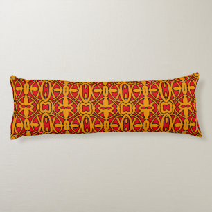 Orange & Red Hand Drawn Pattern Body Pillow