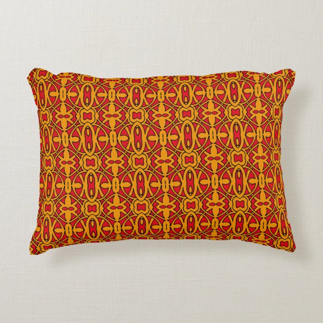 Orange & Red Hand Drawn Pattern Decorative Pillow (Front)