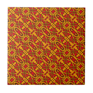 Orange & Red Hand Drawn Pattern Tile