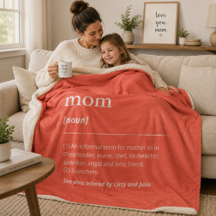 Orange red humourous mom definition kids names sherpa blanket