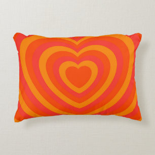 Orange Red Hypnotic Heart Love Pattern Accent Pillow