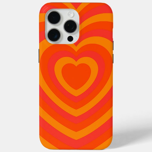 Orange Red Hypnotic Heart Love Pattern Case-Mate iPhone Case (Back)