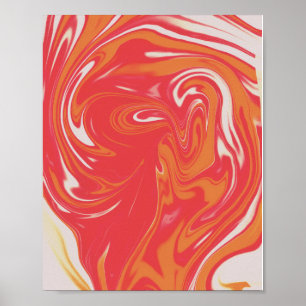 Orange & Red Liquid Marble Poster