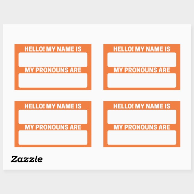 Orange Red Name & Pronoun Labels (Sheet)