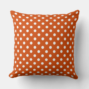Orange - red orange and white dots throw pillow