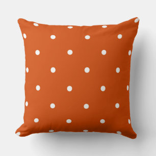 Orange - red orange and white dots throw pillow