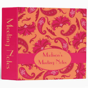 Orange Red Paisley Name Personalized Custom Album Binder