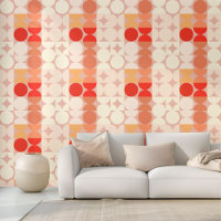 Orange Red Peach Mauve Taupe Ivory Circles Pattern
