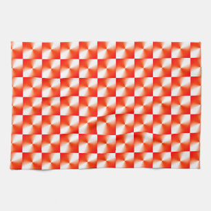 Orange Red Plaid Pattern Kitchen Towel