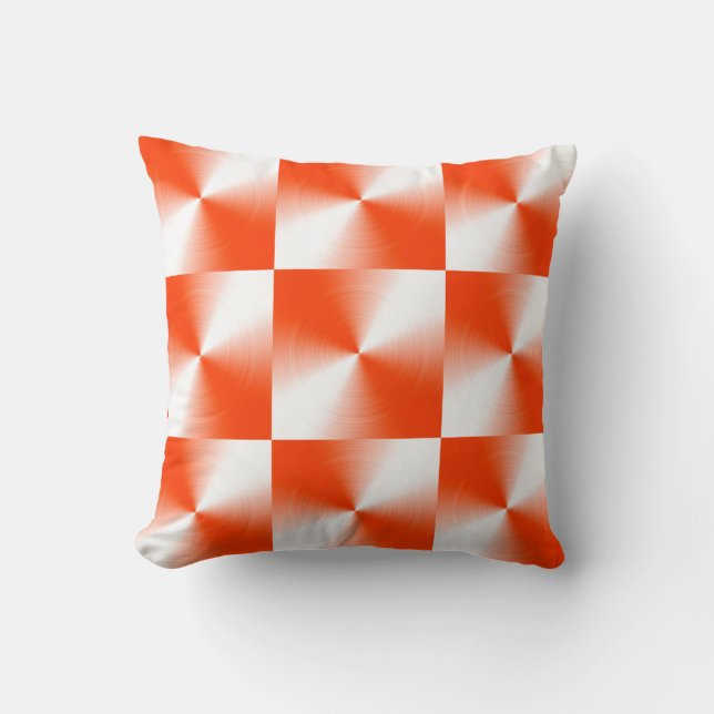 Orange Red Plaid Pattern Throw Pillow (Front)