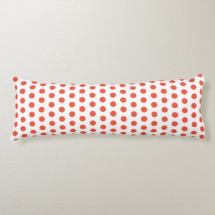 Orange Red Polka Dots White Custom Colours Cute Body Pillow