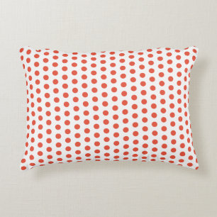 Orange Red Polka Dots White Custom Colours Girly Accent Pillow