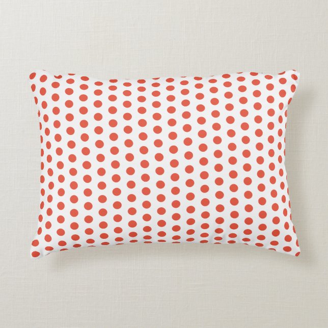 Orange Red Polka Dots White Custom Colours Girly Accent Pillow (Front)