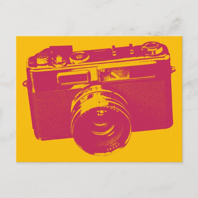 Orange & Red Pop Art Camera Postcard (Front)