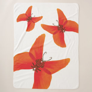 Orange Red Poppy Butterflies with Three Names Sherpa Blanket