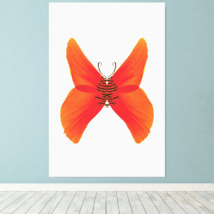 Orange Red Poppy Butterfly with Your Name Canvas Print