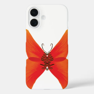 Orange Red Poppy Butterfly with Your Name iPhone 16 Case