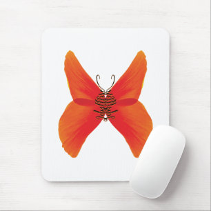Orange Red Poppy Butterfly with Your Name Mouse Pad