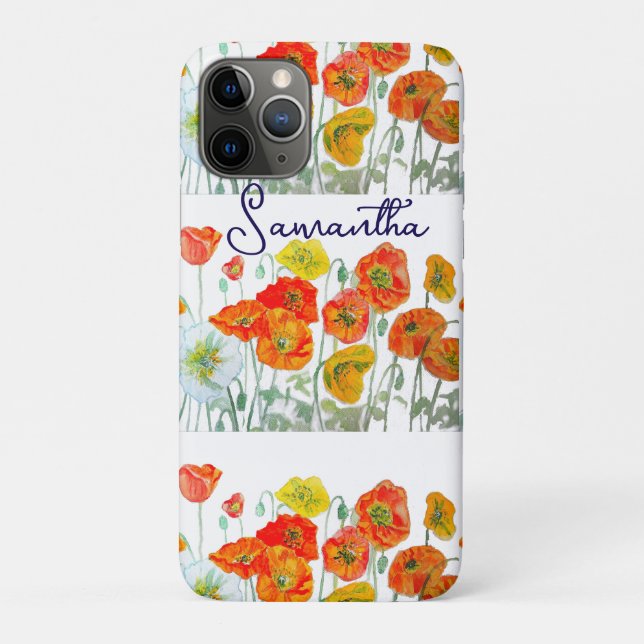 Orange Red Poppy Flower Pattern Thank You Case-Mate iPhone Case (Back)