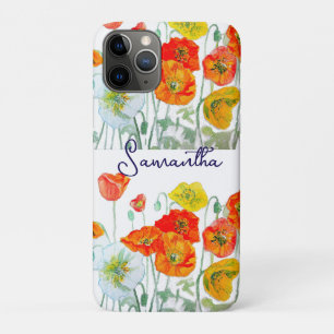 Orange Red Poppy Flower Pattern Thank You iPhone 11 Pro Case