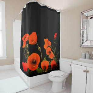 Orange Red Poppy Flowers Floral Bathroom Decor