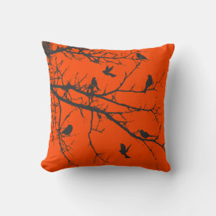 Orange Red Pretty Silhouette Throw Pillow