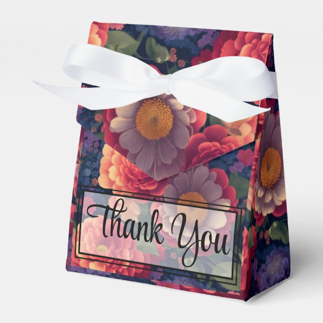 Orange red purple floral elegant calligraphy  favor box (Front Side)