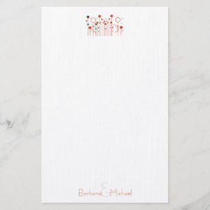 Orange Red Simple Floral Dot Personalized Stationery