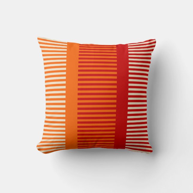 Orange Red Stripes Throw Pillow (Front)