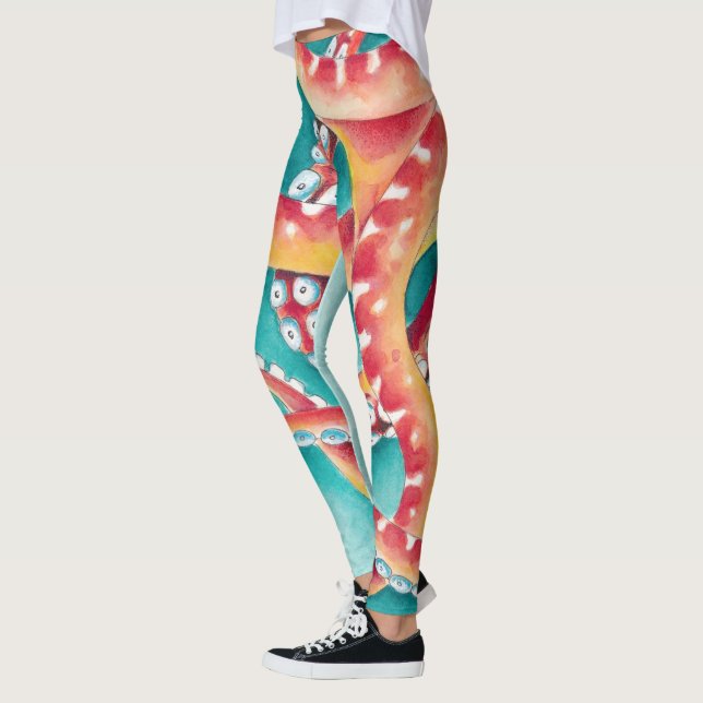Orange Red Tentacles Leggings (Left)