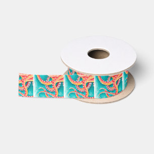 Orange Red Tentacles Satin Ribbon
