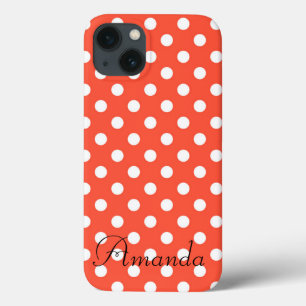 Orange, Red, terracotta polka dot   iPhone 13 Case