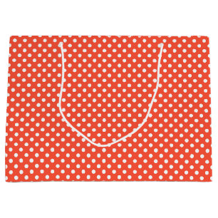Orange, Red, terracotta polka dot  Large Gift Bag