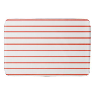 Orange Red thin stripe pattern Bath Mat