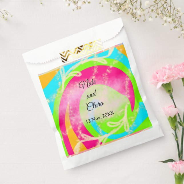 Orange red watercolor handpainted wedding custom  favour bag (Sealed)