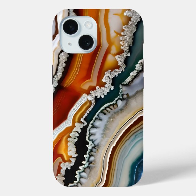 Orange Red White Black Blue Agate Geode Case-Mate iPhone Case (Back)