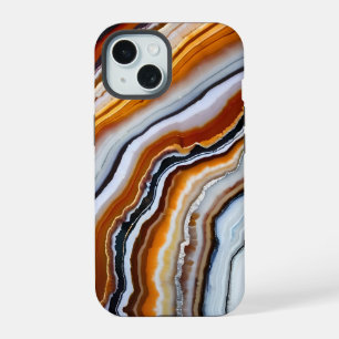 Orange Red White Black Grey Agate Geode iPhone 15 Case
